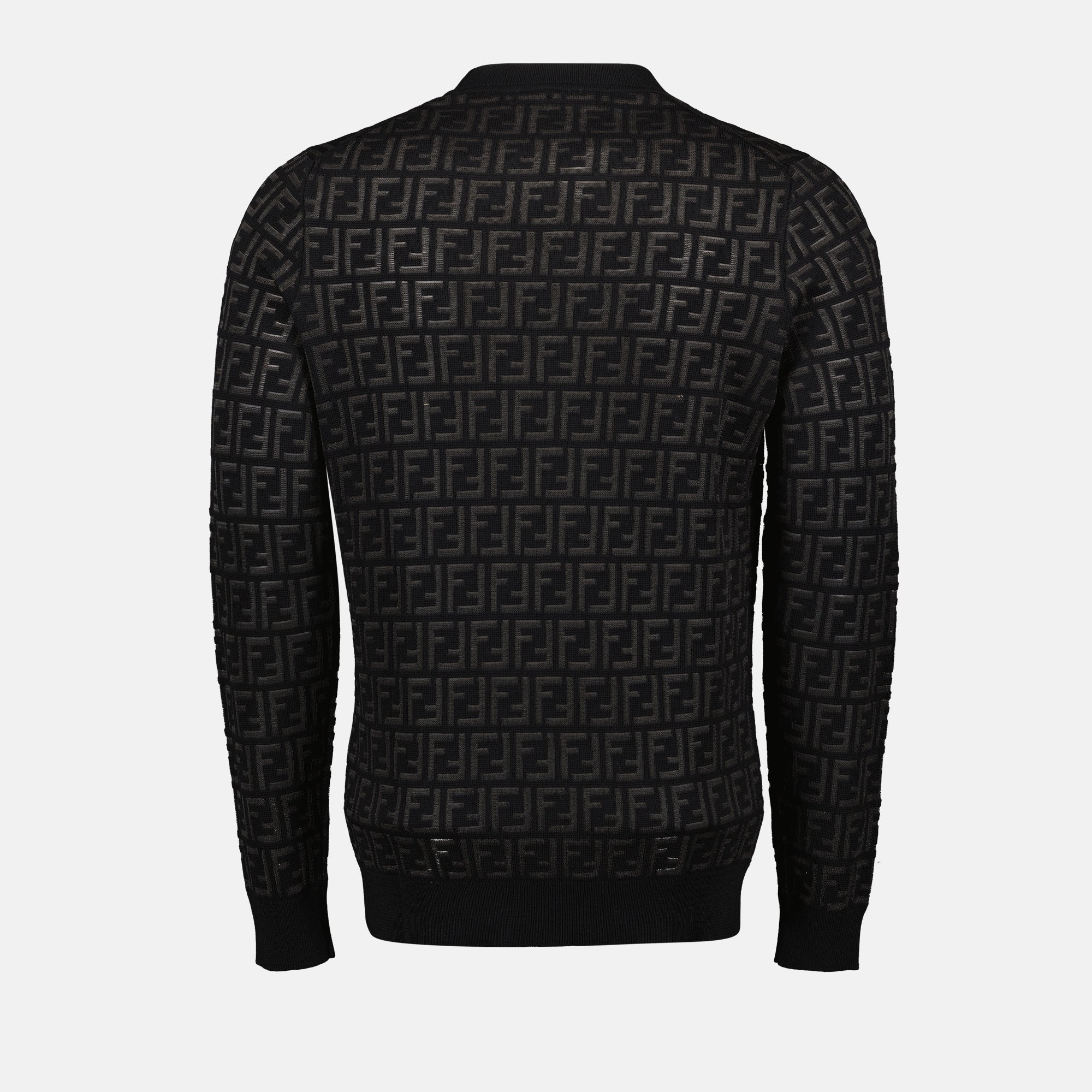 Maille Pull en laine FF Fendi Noir Homme
