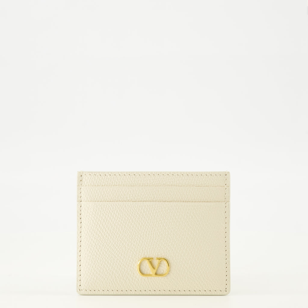 Bild des beigen Vlogo-Kartenhalters der Marke Valentino Garavani für Damen - Frühlings-Sommer-Saison 2026 - Vorderansicht