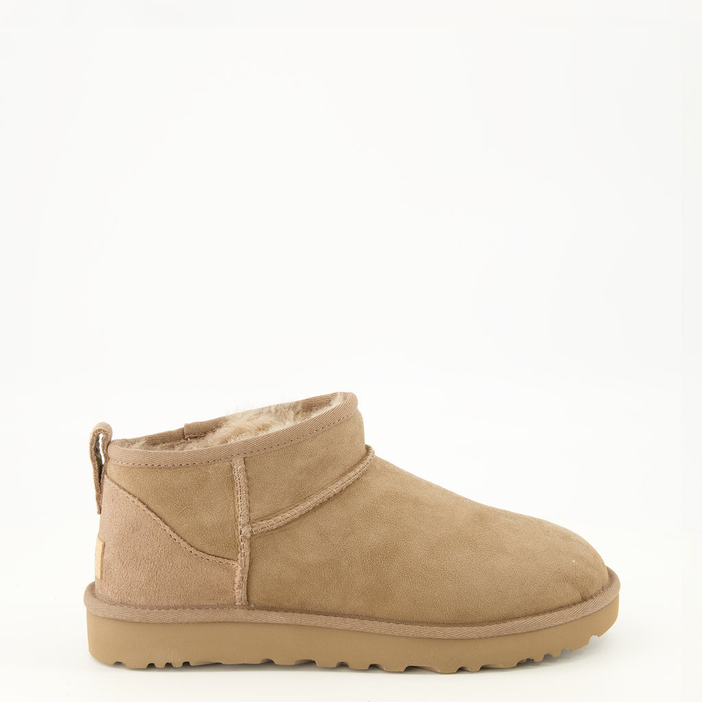 Bottines Klassische Ultra Mini Beigetöne Stiefel Ugg Beige Femme