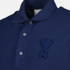 Image de l'article Polo AMI de coeur tissé bleu beige de la marque Ami PARIS pour Unisex - Saison Printemps-Été 2026 - Vue détaillée_1