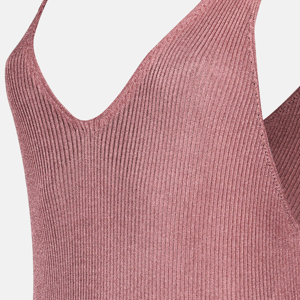 Immagine del vestito M-Deloca in maglia a costine metallica rosa del marchio Diesel per Donna - Stagione Primavera-Estate 2026 - Vista Dettagliata_2