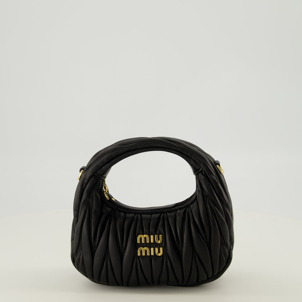 Sacs à main et épaule Mini Hobo Wander Bag Black Miu Miu Noir Femme