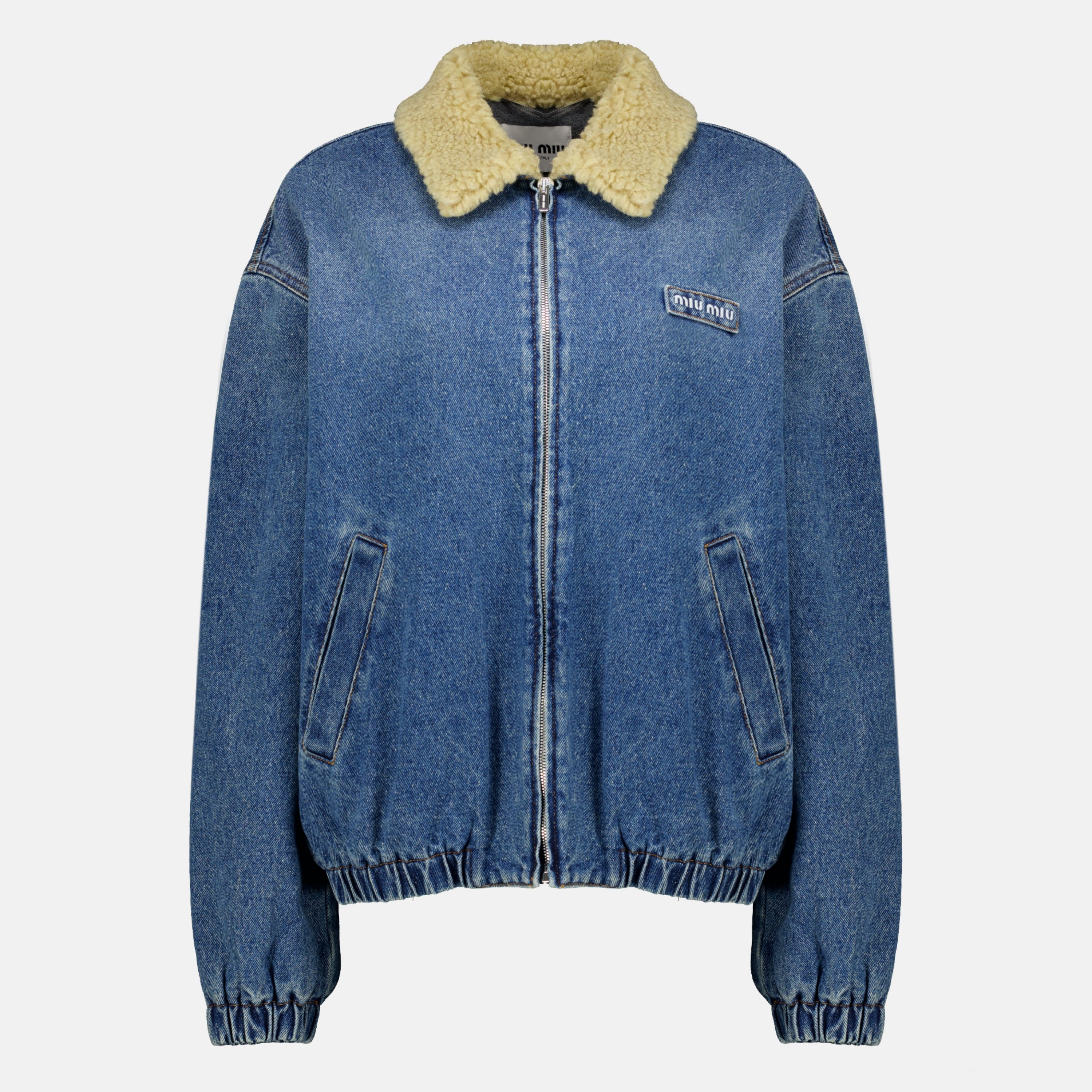 Vestes Blaue Jeansjacke Miu Miu Bleu foncé Femme