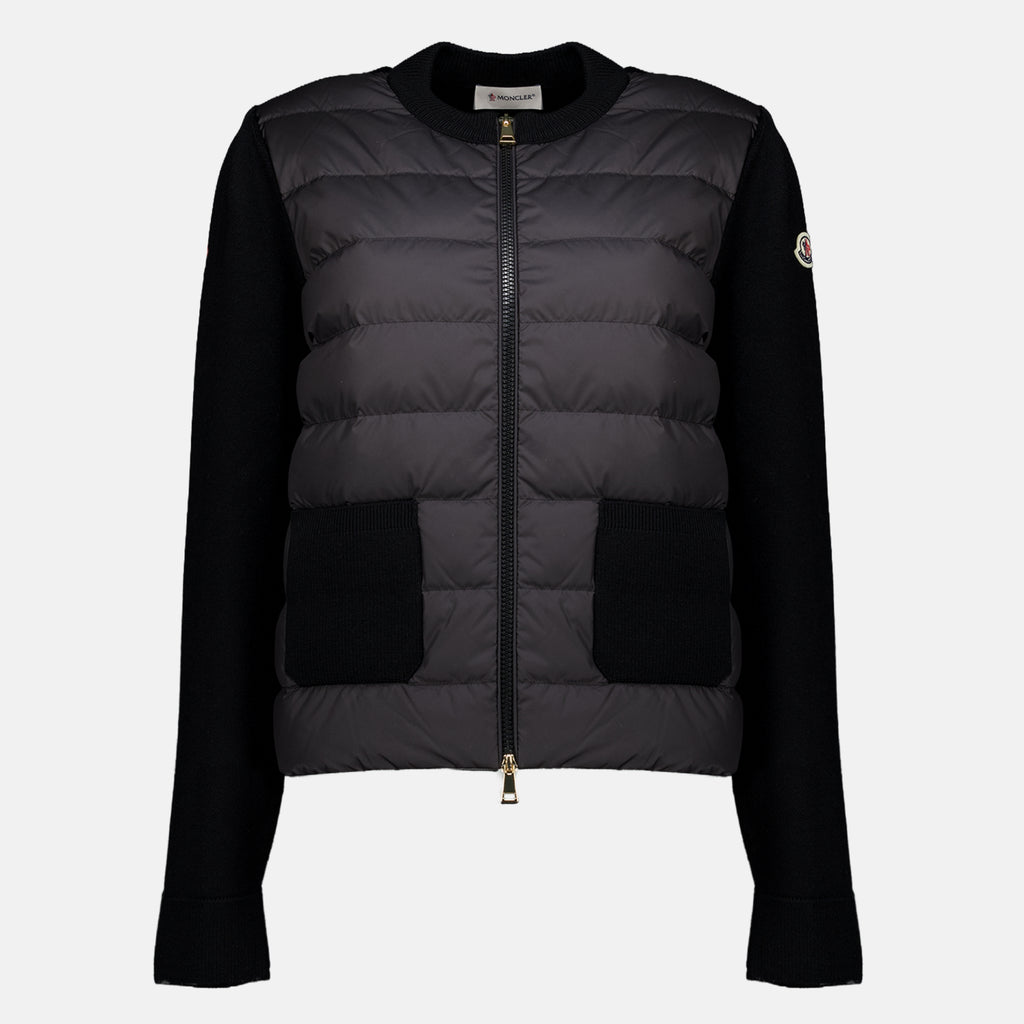 Vestes Cardigan Bi-Materiale Nero Moncler Noir Femme