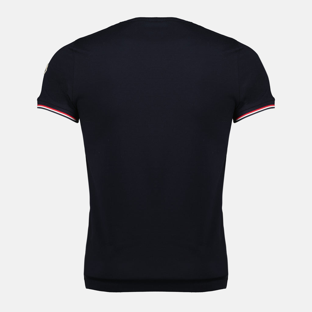 Imagem da t-shirt da marca Moncler para Homem com borda azul marinho - Temporada Primavera-Verão 2026 - Vista Traseira
