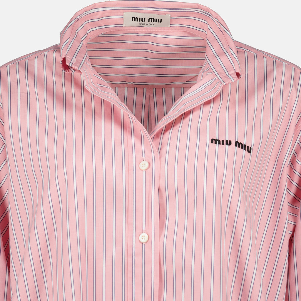 Chemises Camisa de Popeline Listrada Rosa Oversized Miu Miu Rose Femme
