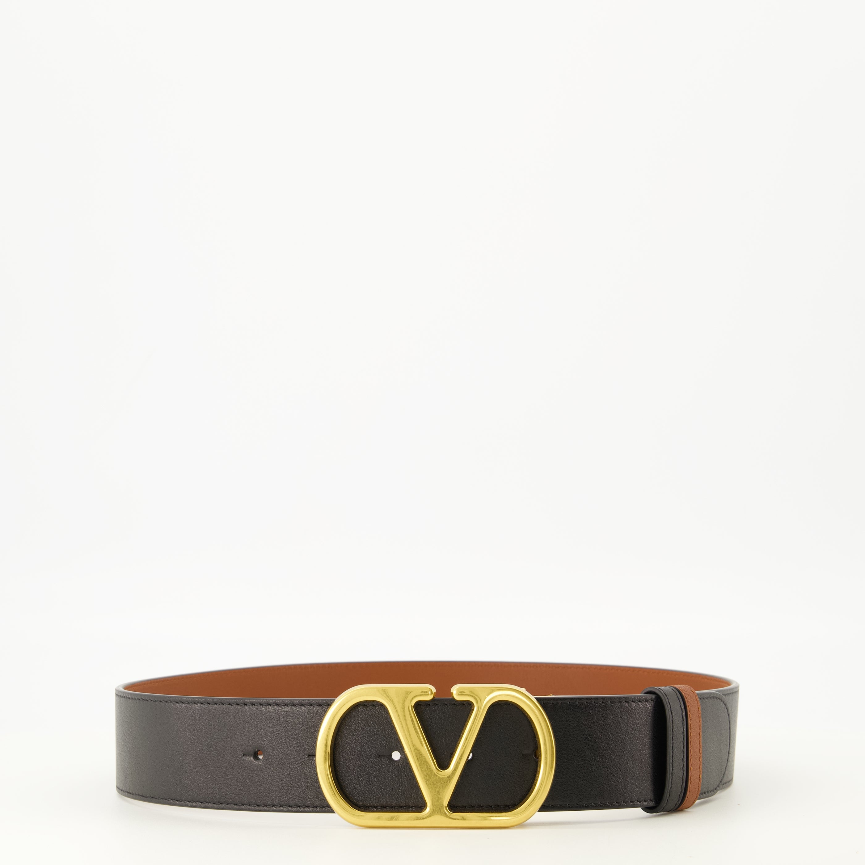 Ceintures 리버시블 VLogo 벨트 브라운과 블랙 40mm Valentino Garavani Marron Femme