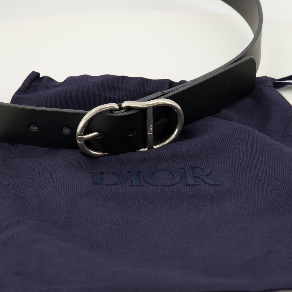 Ceintures Ceinture CD en cuir noir Dior Noir Homme