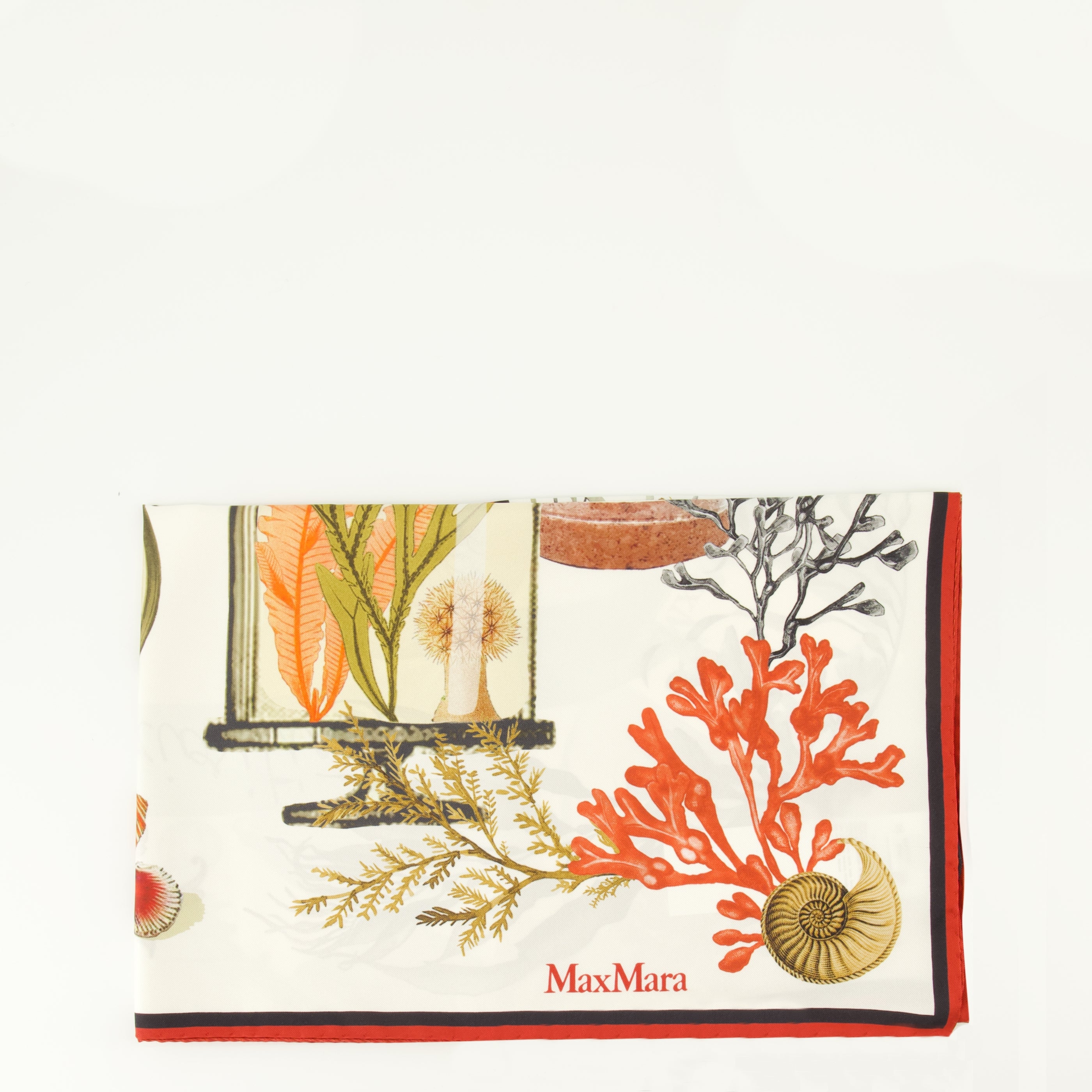 Image de l'article Foulard en sergé de soie imprimé beige de la marque Max Mara pour Femme - Saison Printemps-Été 2026 - Vue de Dos