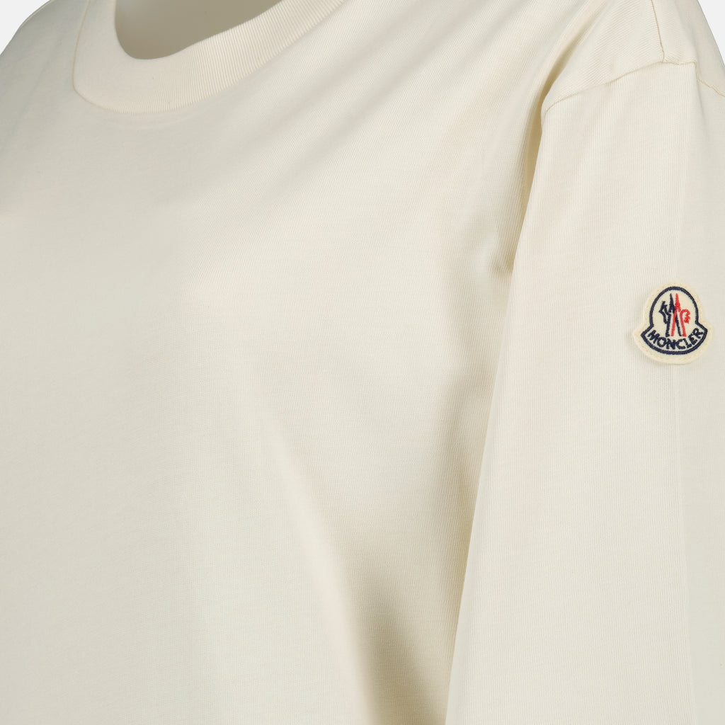 Image of the beige cotton dress by Moncler for Women - Spring-Summer 2026 - Detailed View_2
