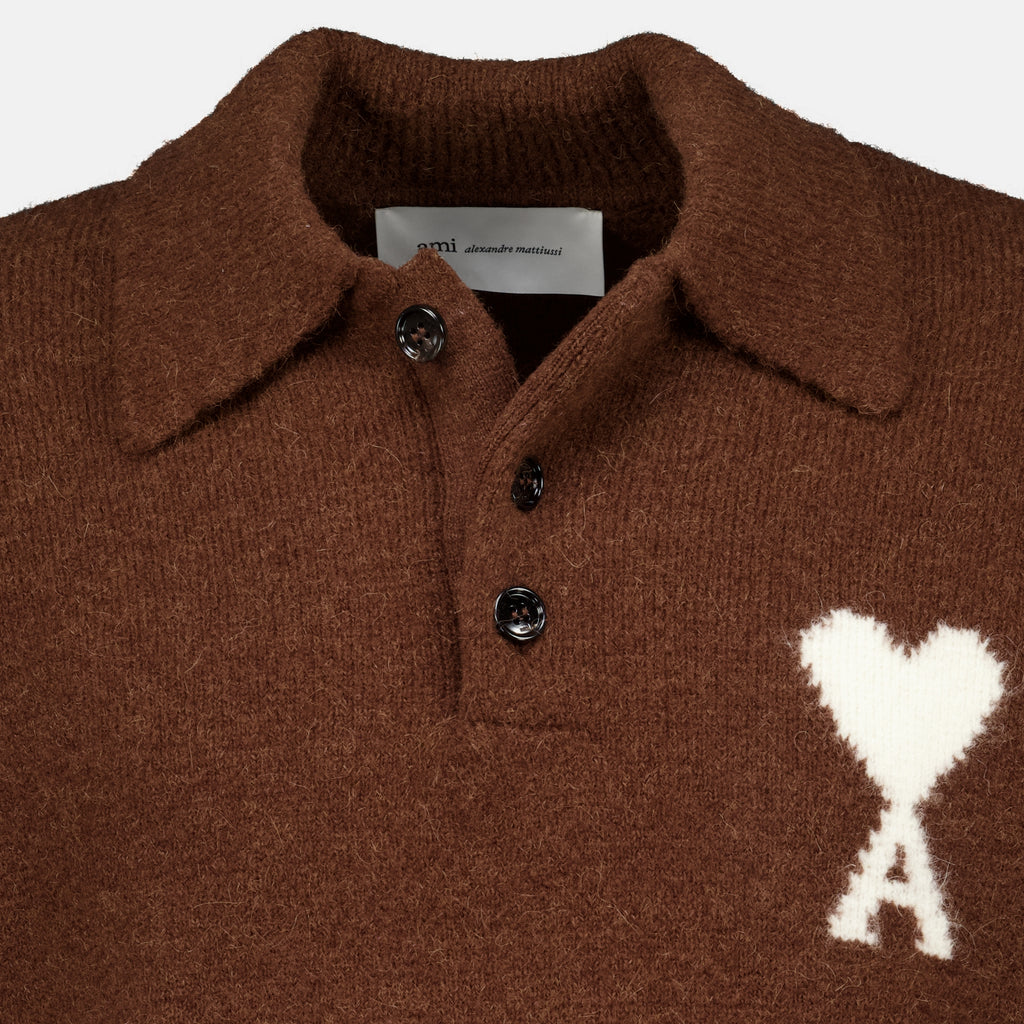 Polos Brauner Alpaka-Pullover Ami PARIS Marron Unisexe