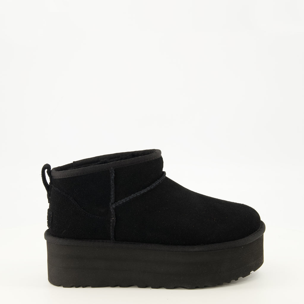 Bottines Klassische Ultra Mini Plattform Stiefeletten Schwarz Ugg Noir Femme