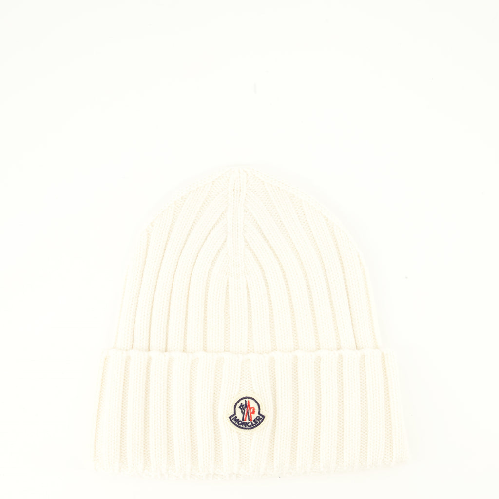 Chapeaux, casquettes et bonnets Gorro de lana blanco con logo Moncler Blanc Femme