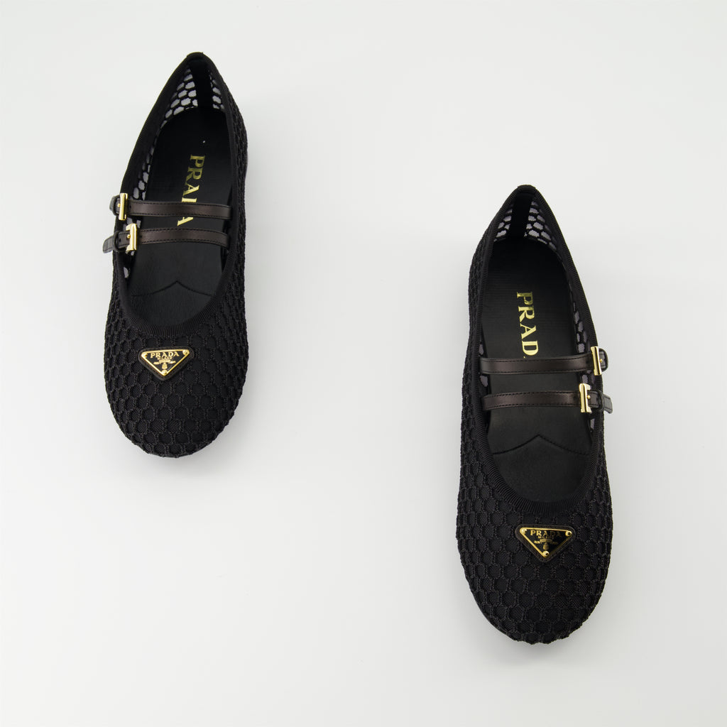 Flat shoes Mesh Ballet Flats Prada Black Femme