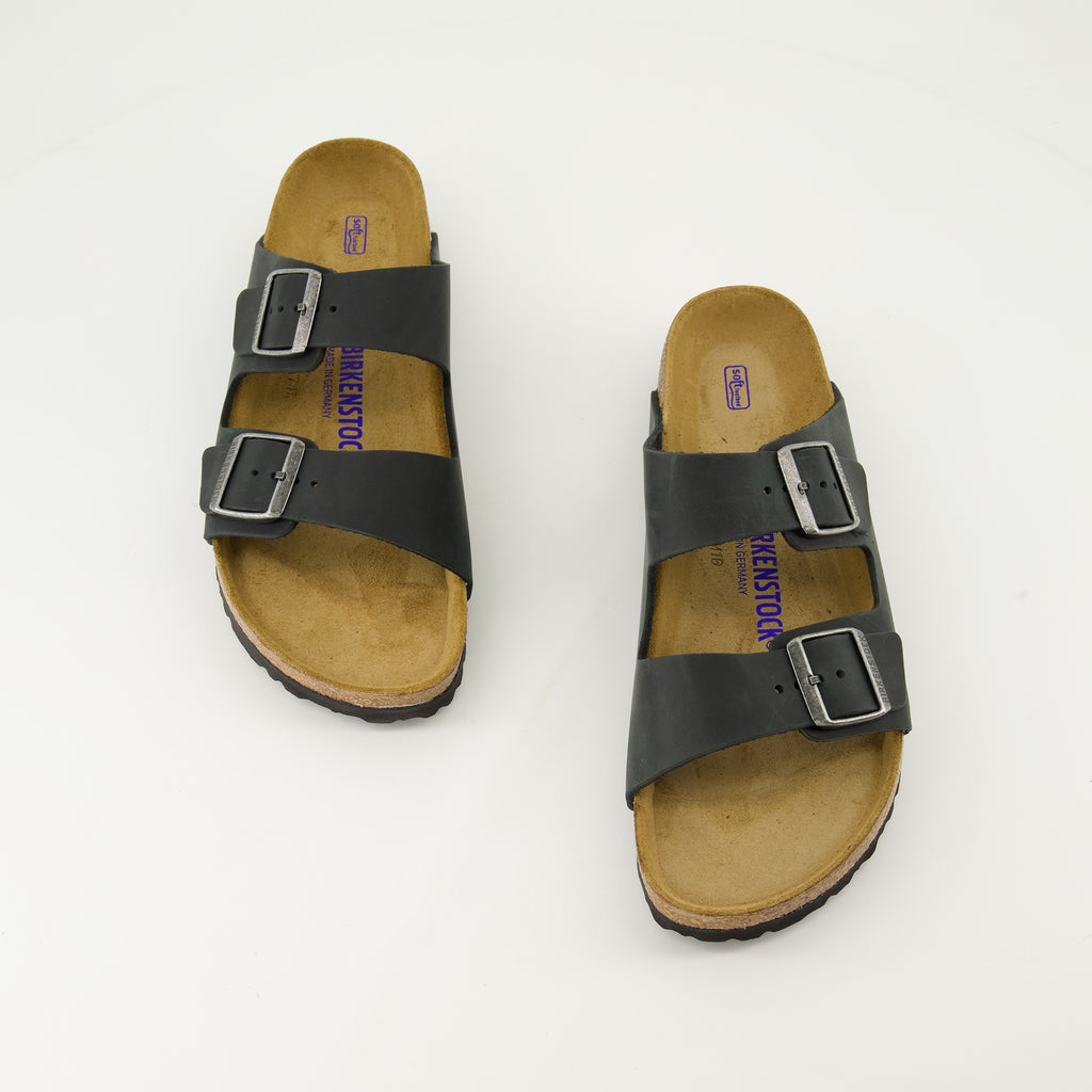 Open shoes Arizona Slippers Birkenstock Black Homme