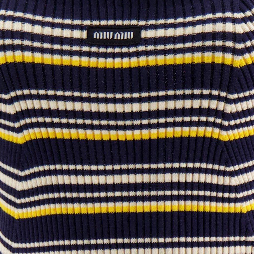Robes Vestido de Malha às Riscas Azuis Miu Miu Bleu foncé Femme