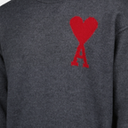 Malhas Sweater Red Heart Ami Ami PARIS Cinza Unissex