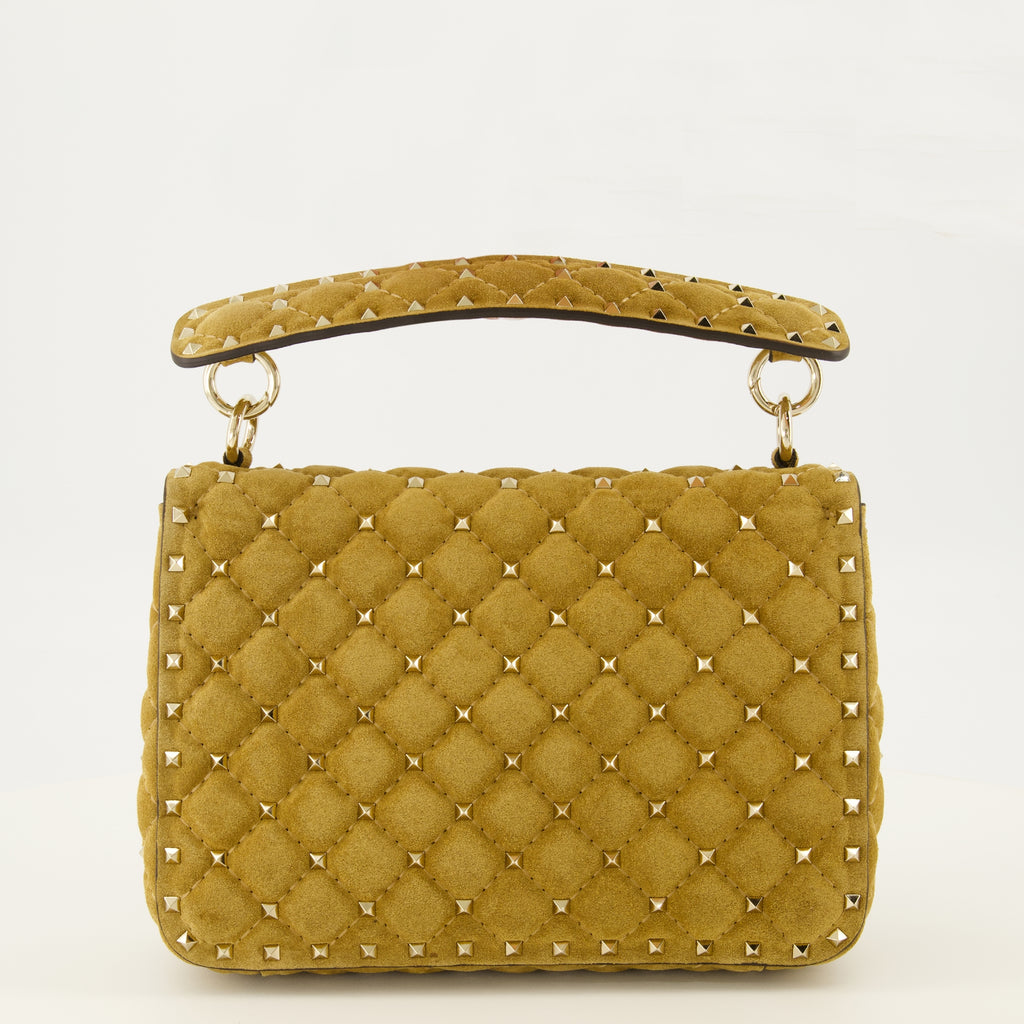 Sacs à main et épaule ベージュスウェード ミディアム ロックスタッド スパイク バッグ Valentino Garavani Kaki Femme