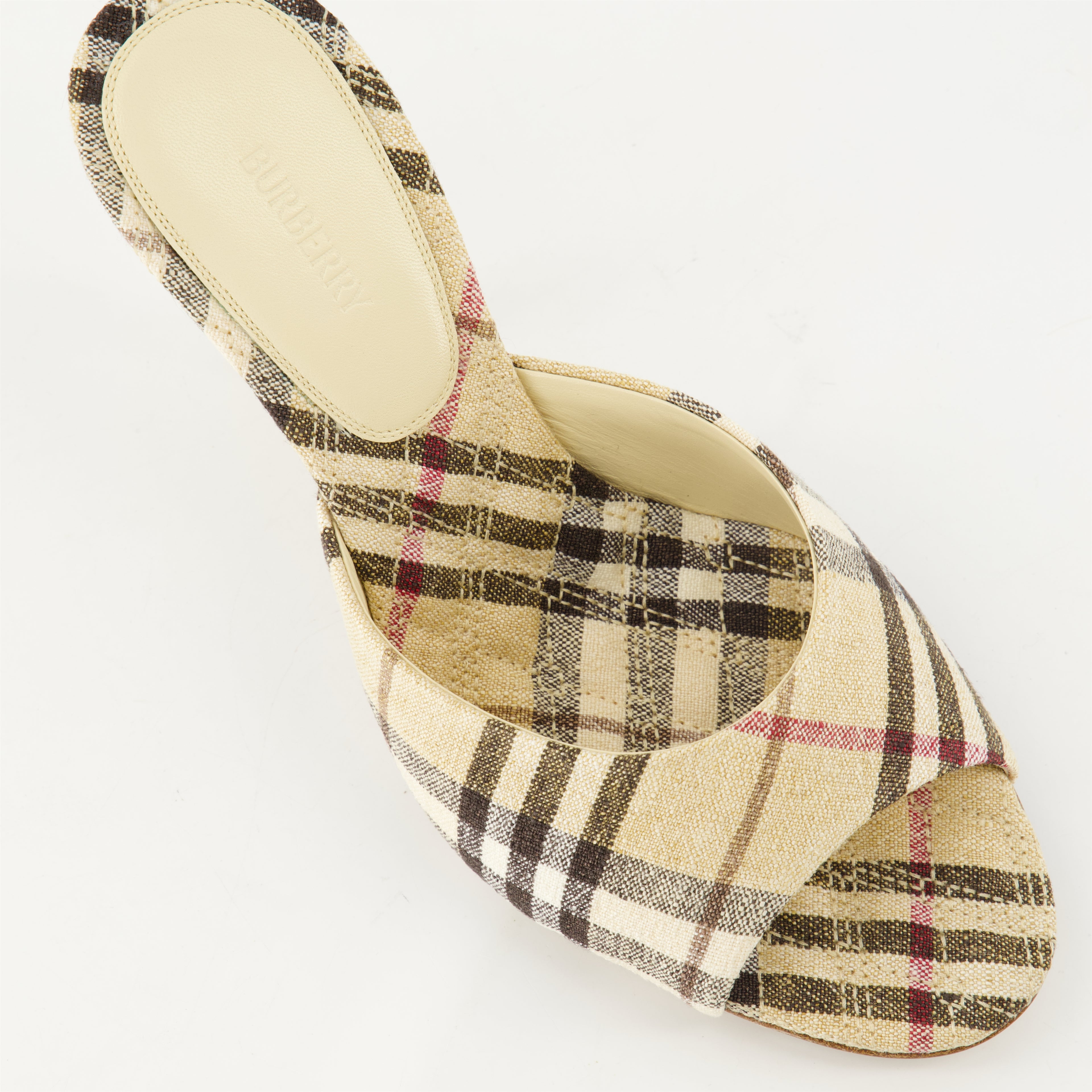 Scarpe aperte Mule a scacchi Burberry Beige Femme