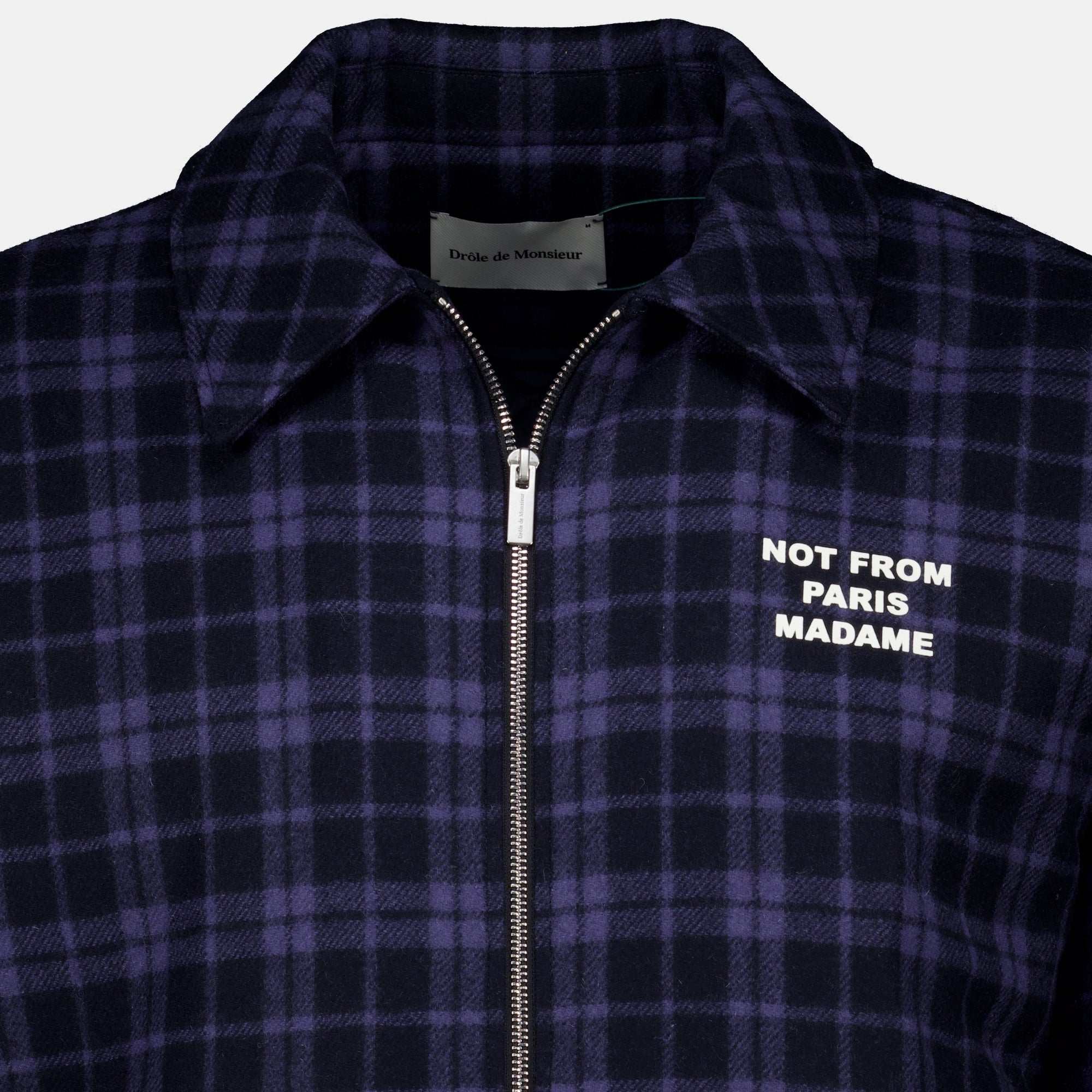 Vestes Navy Blue Checked Flannel Slogan Jacket Drole De Monsieur Bleu foncé Homme