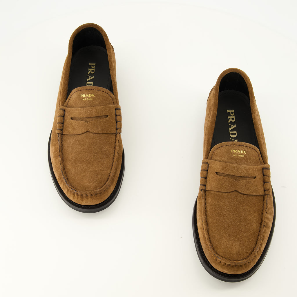 Mocassins Mocassins de Camurça Castanhos Prada Marron Homme