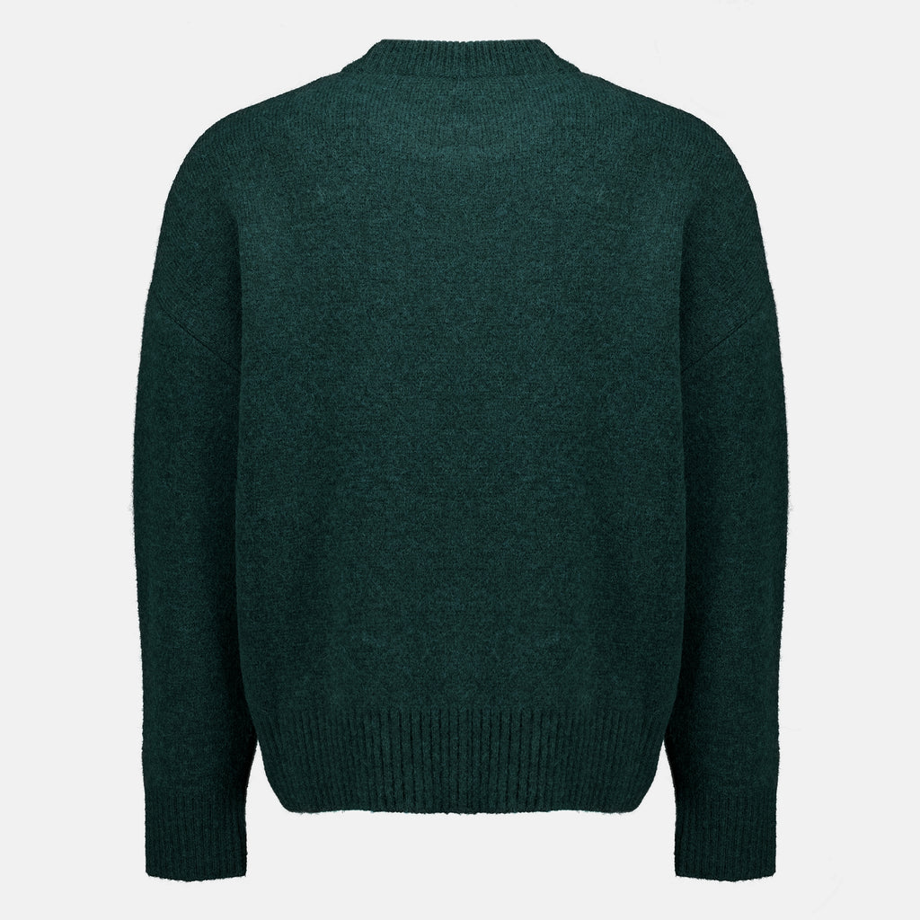 Maille AMI Green Heart Sweater in Alpaca Ami PARIS Vert Unisexe