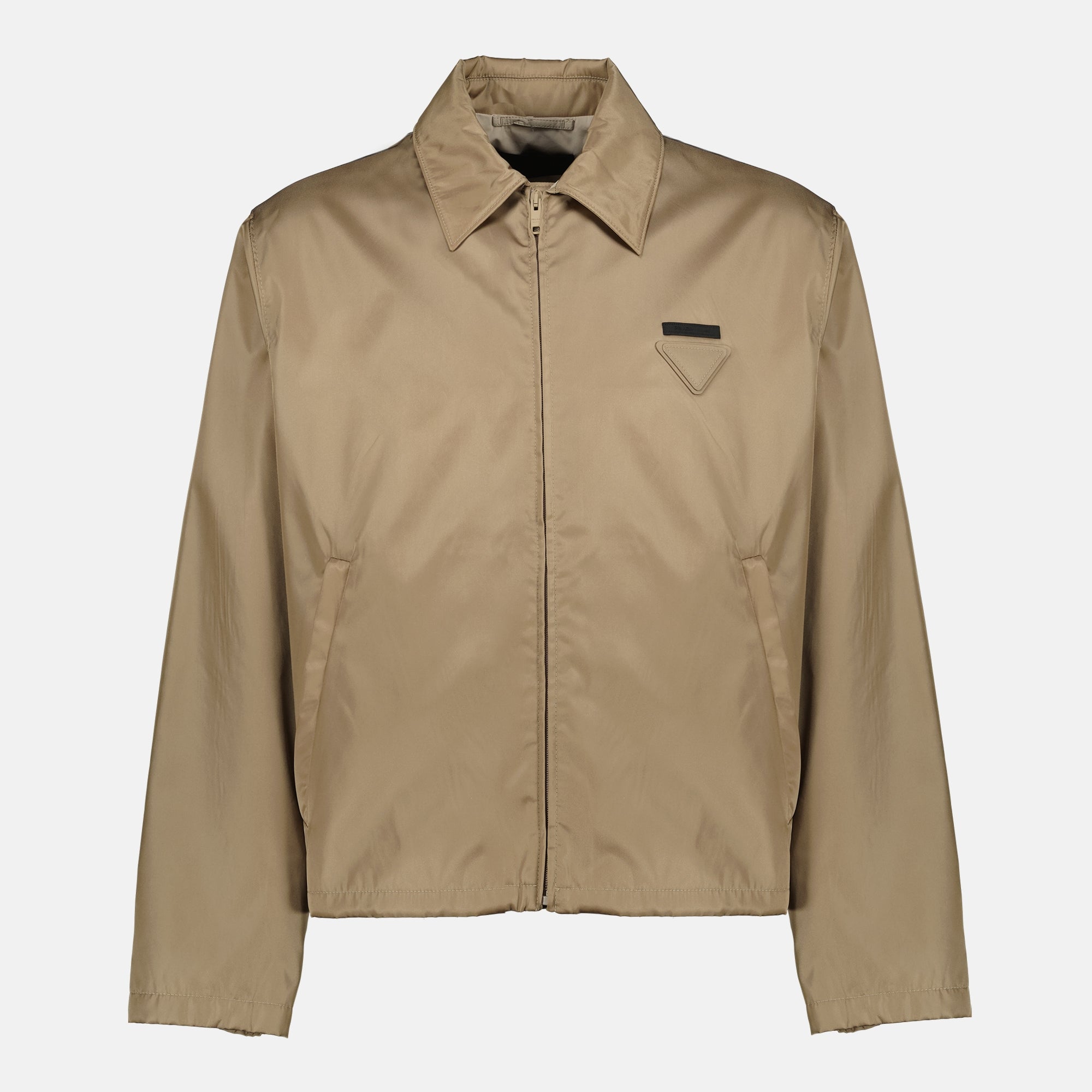 Image of the Prada beige nylon jacket for men - Spring-Summer 2026 - Front View