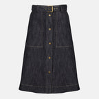 Jupes Falda Midi de Mezclilla Azul Moncler Bleu foncé Femme