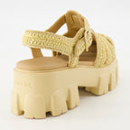Zapatos abiertos Sandalias de rafia Monolith Prada Beige Femme