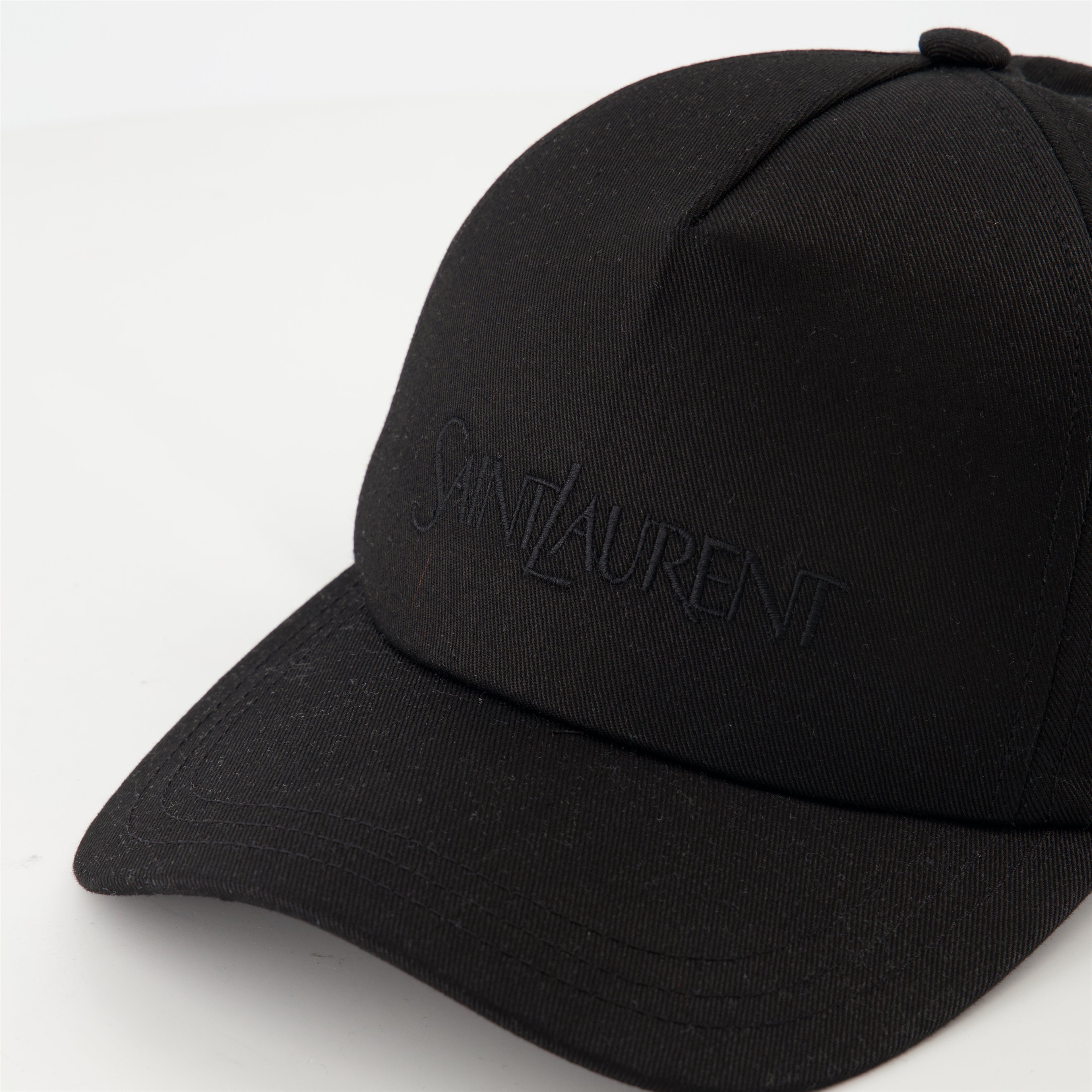 Chapeaux, casquettes et bonnets Casquette en coton brodée Saint Laurent Noir Homme