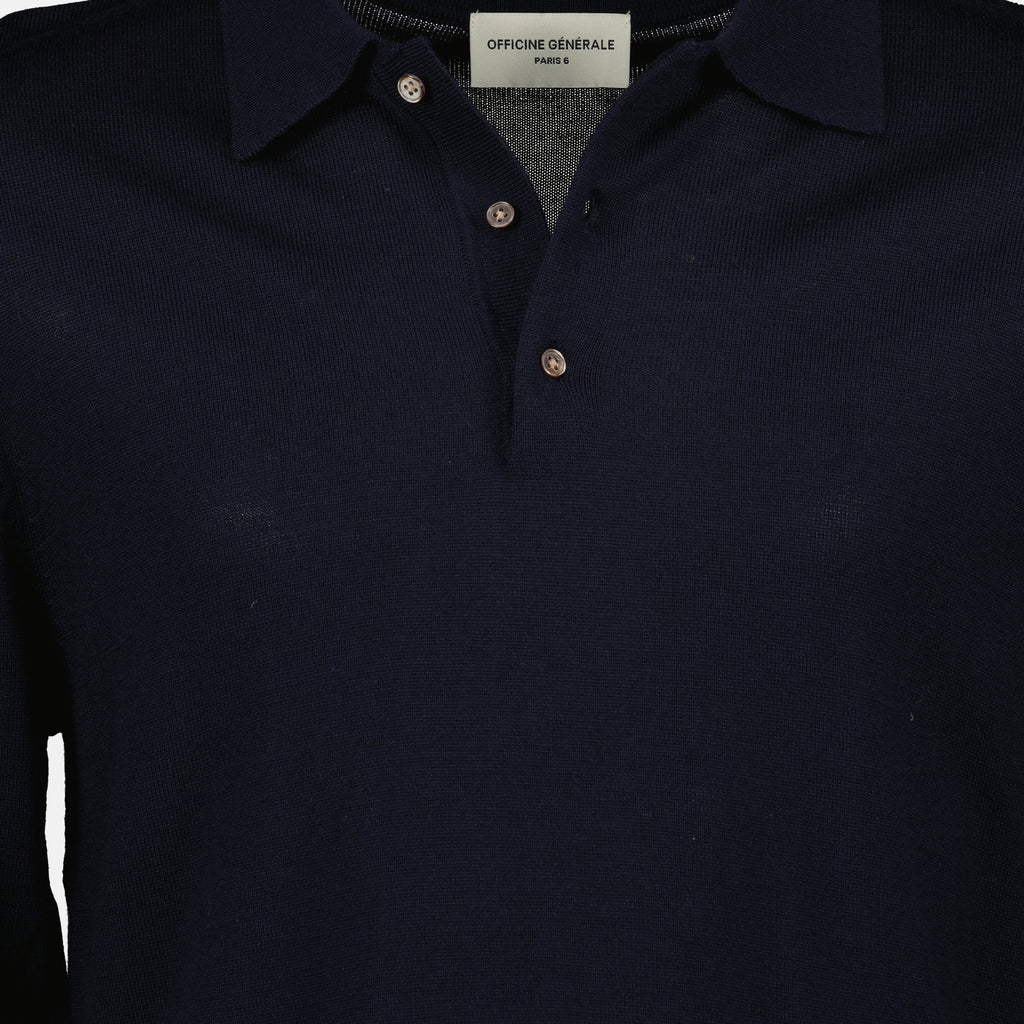 Immagine del polo a maniche lunghe Brandon del marchio Officine Générale per Uomo - Collezione Autunno-Inverno 2025 - Vista Dettagliata_2