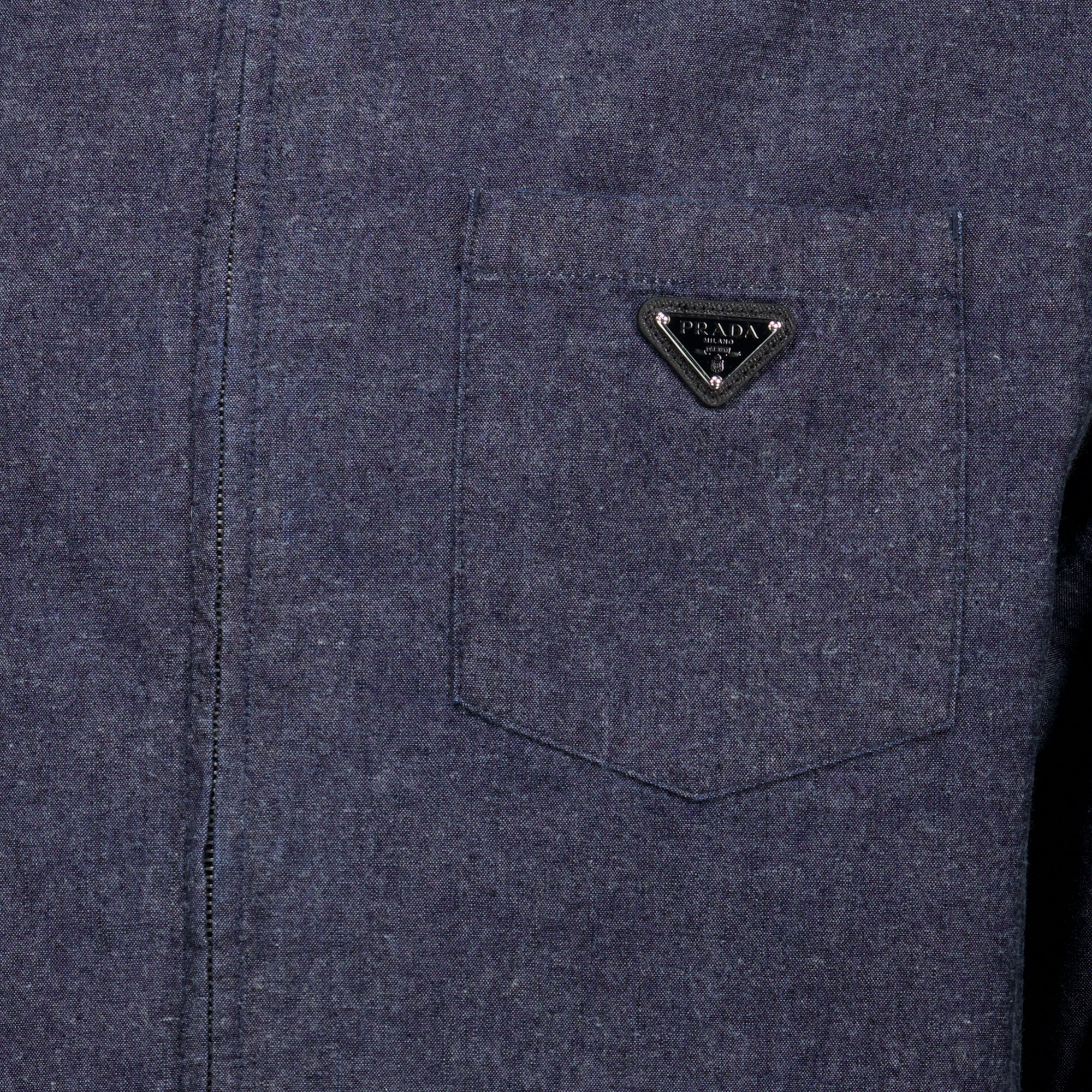 Chemises Chemise en chambray Prada Bleu foncé Homme