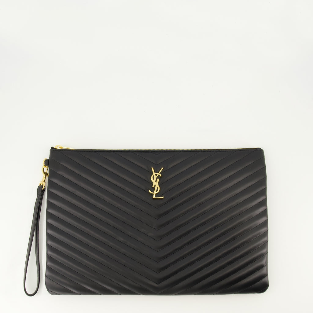 Image of the large Cassandre pouch from the brand Saint Laurent for Women - Autumn-Winter 2025 - Front View