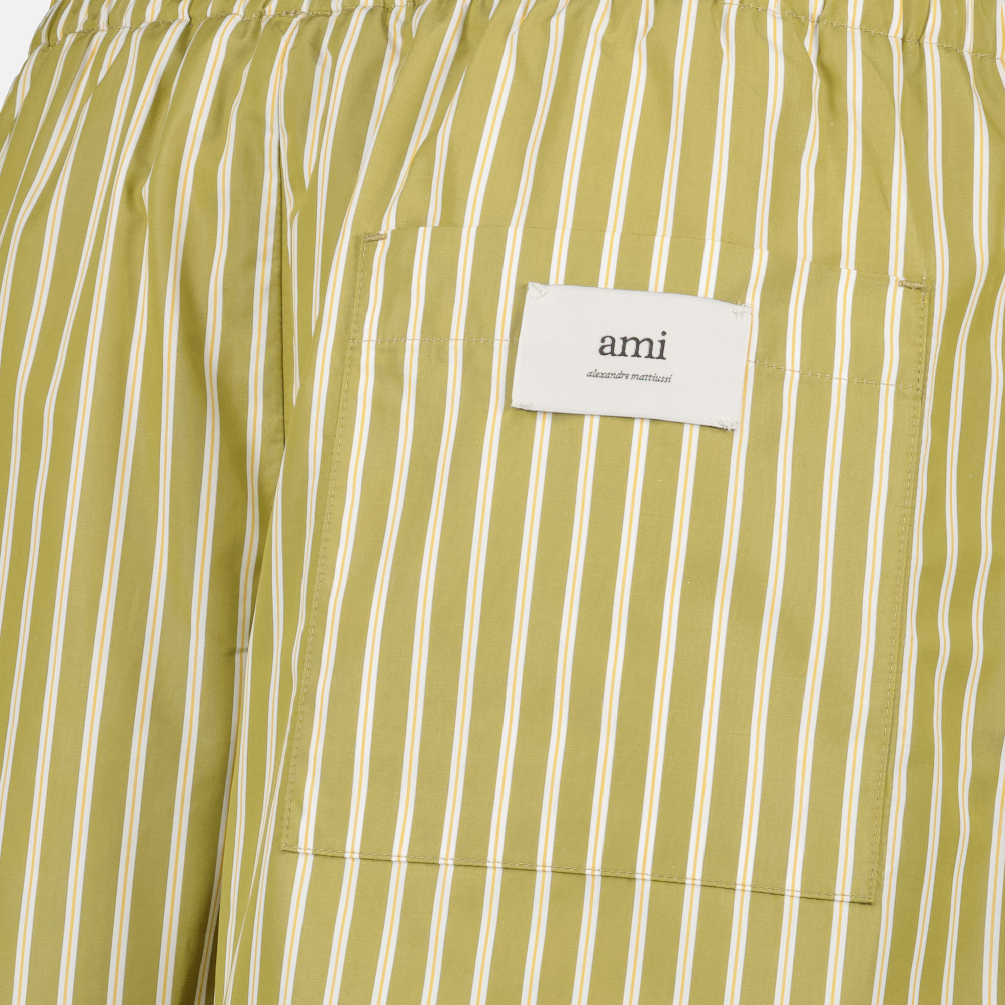 Shorts Short à rayures Ami PARIS Kaki Unisexe