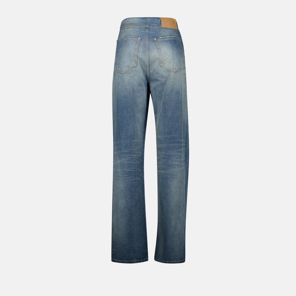 Calças Jeans com Efeito Desgastado Mm6 Azul Femme