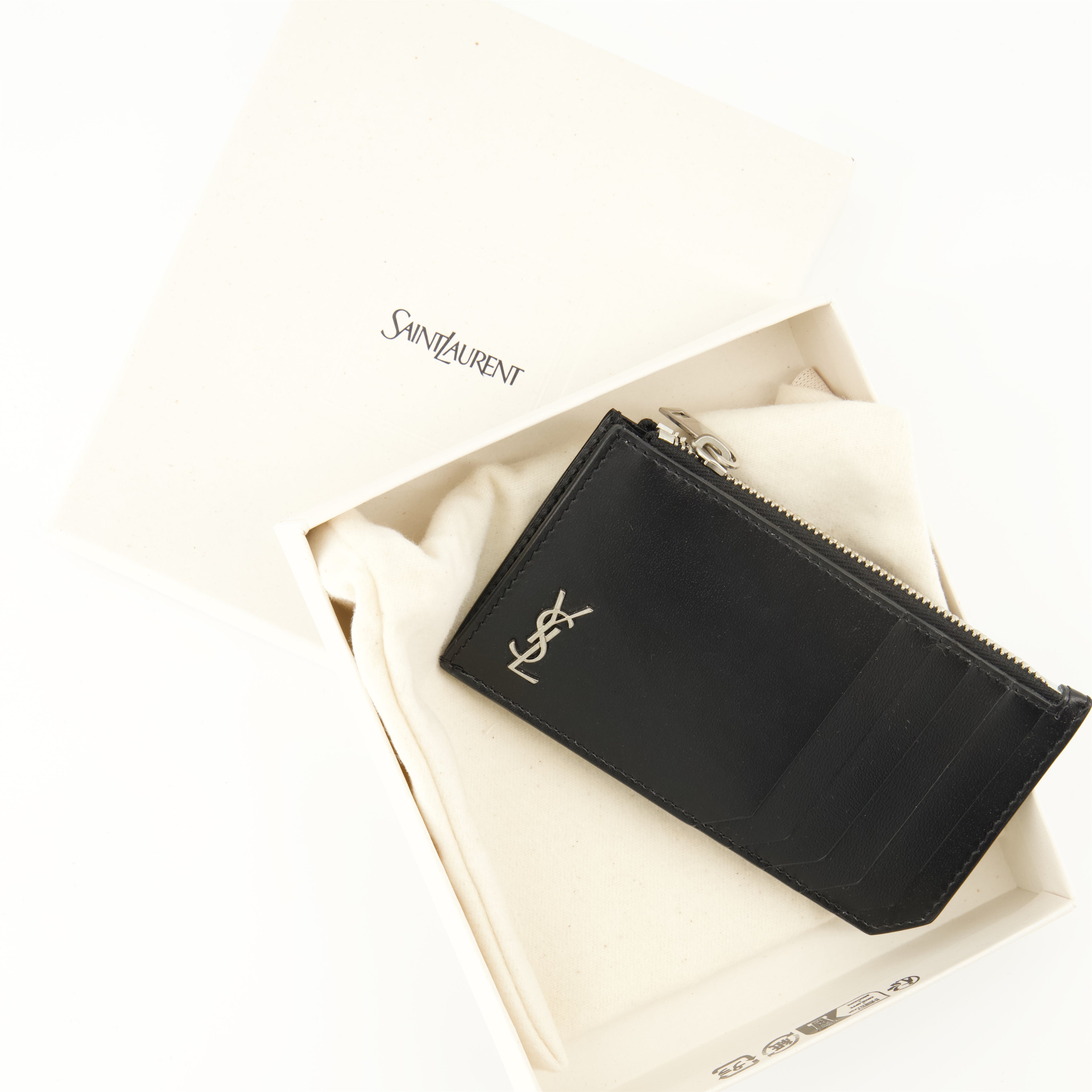 Small leather goods Cassandre Zip Card Holder Saint Laurent Black Homme
