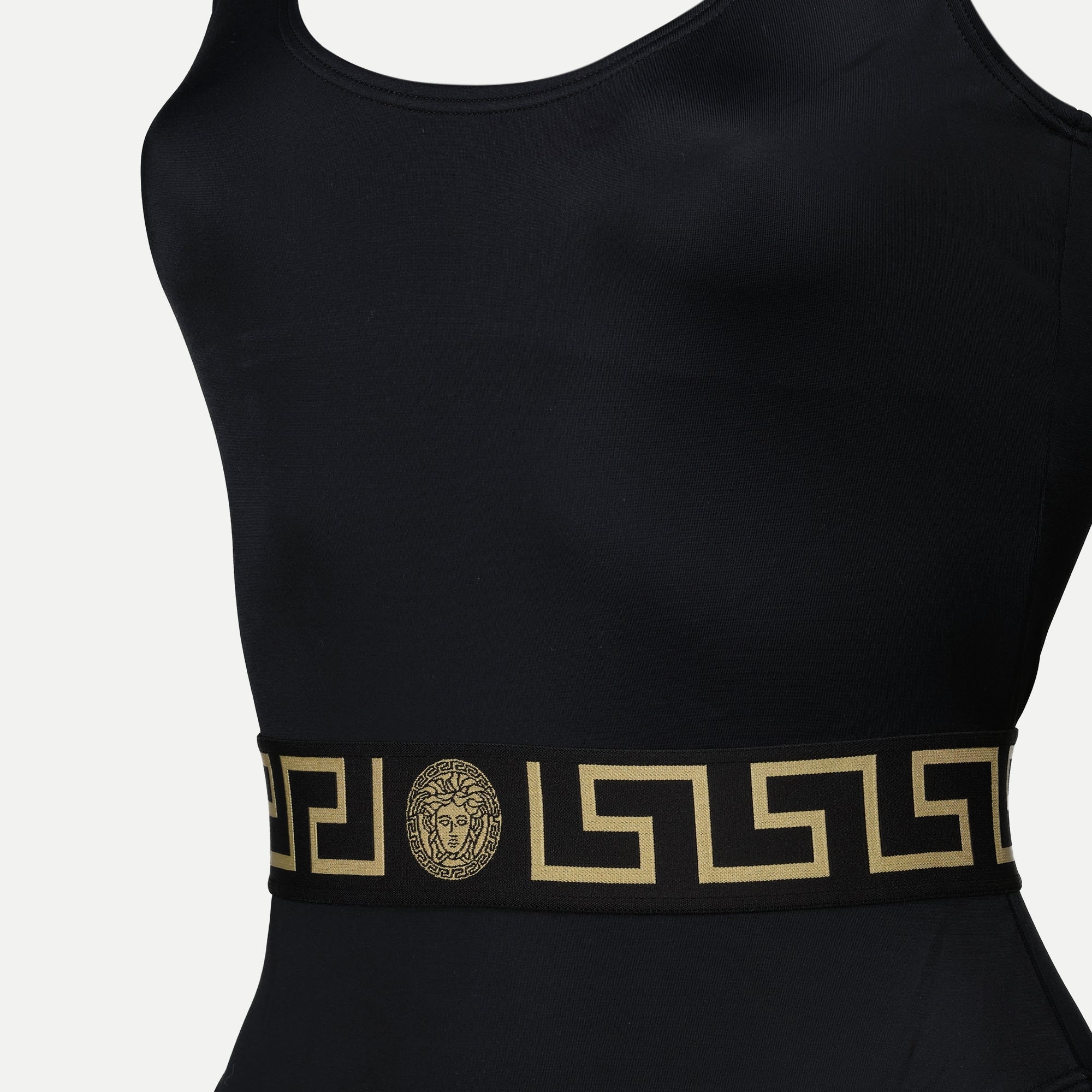 Moda mare Costume da Bagno Intero con Bordo Greca Versace Nero Femme