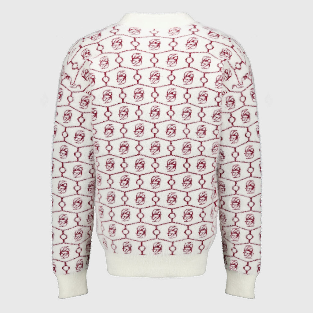 Maille Cardigan monogramme D Miroir blanc Drole De Monsieur Rouge Homme