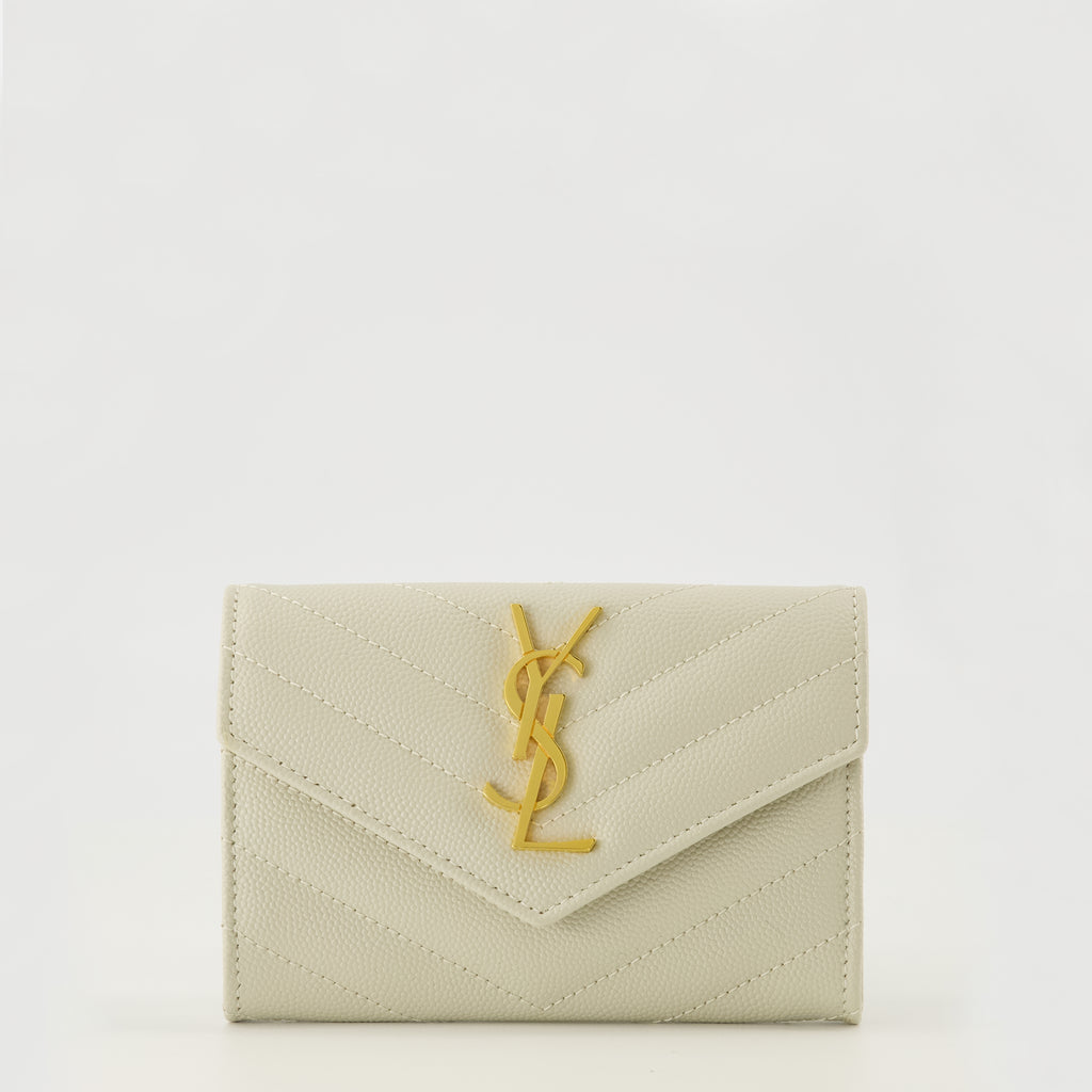 Image of the Cassandre white wallet from the brand Saint Laurent for Women - Spring-Summer 2026 - Front View