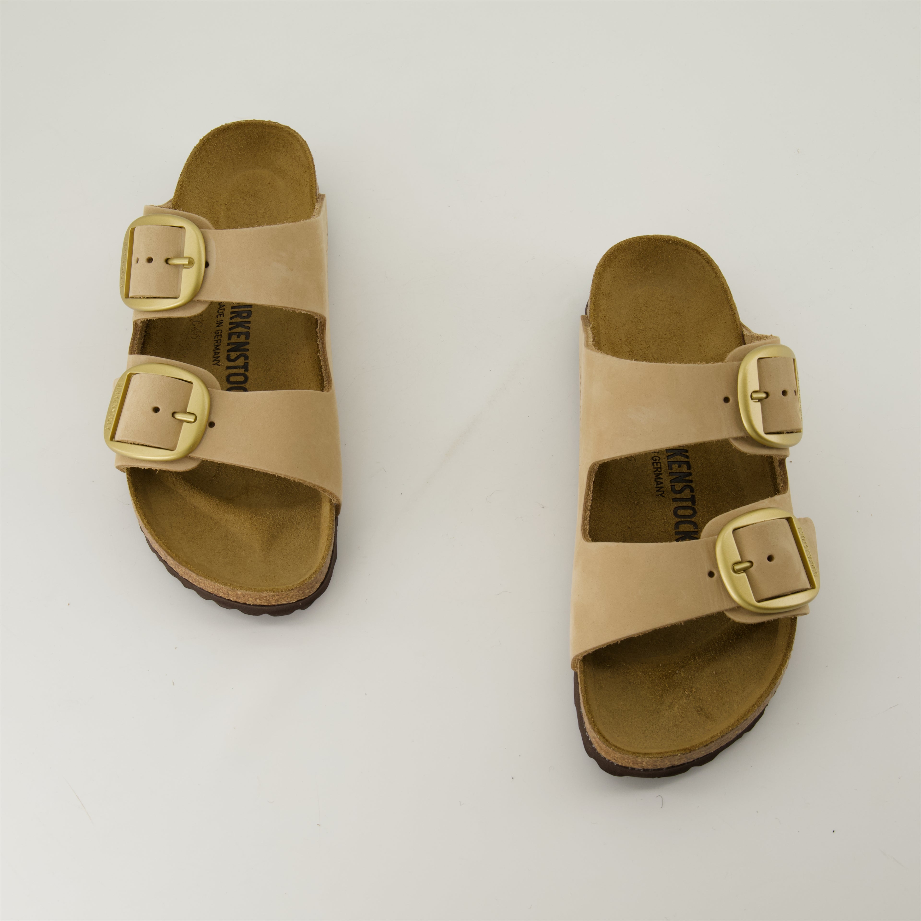 Chaussures ouvertes Sandales Arizona big buckle Birkenstock Beige Femme
