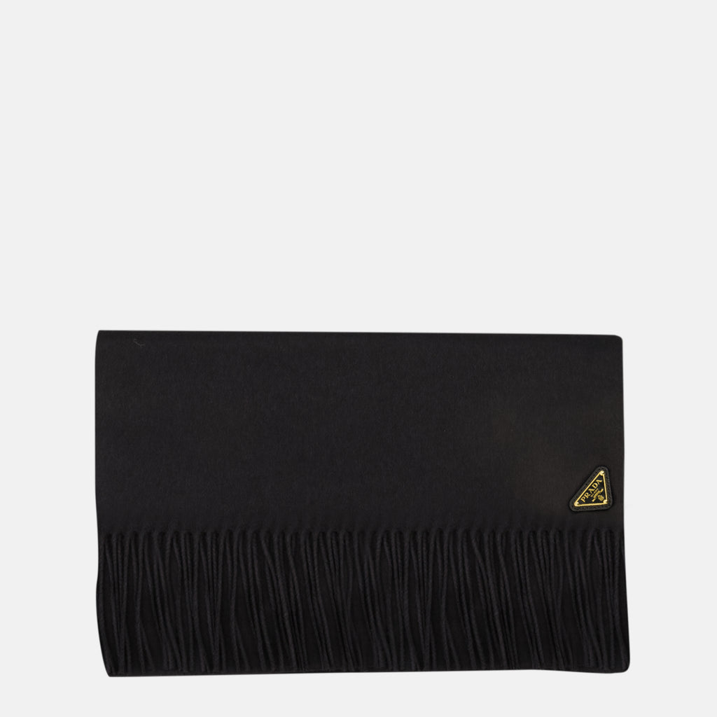 Image of the item Black Silk and Cashmere Scarf by Prada for Women - Autumn-Winter 2025 - Front View