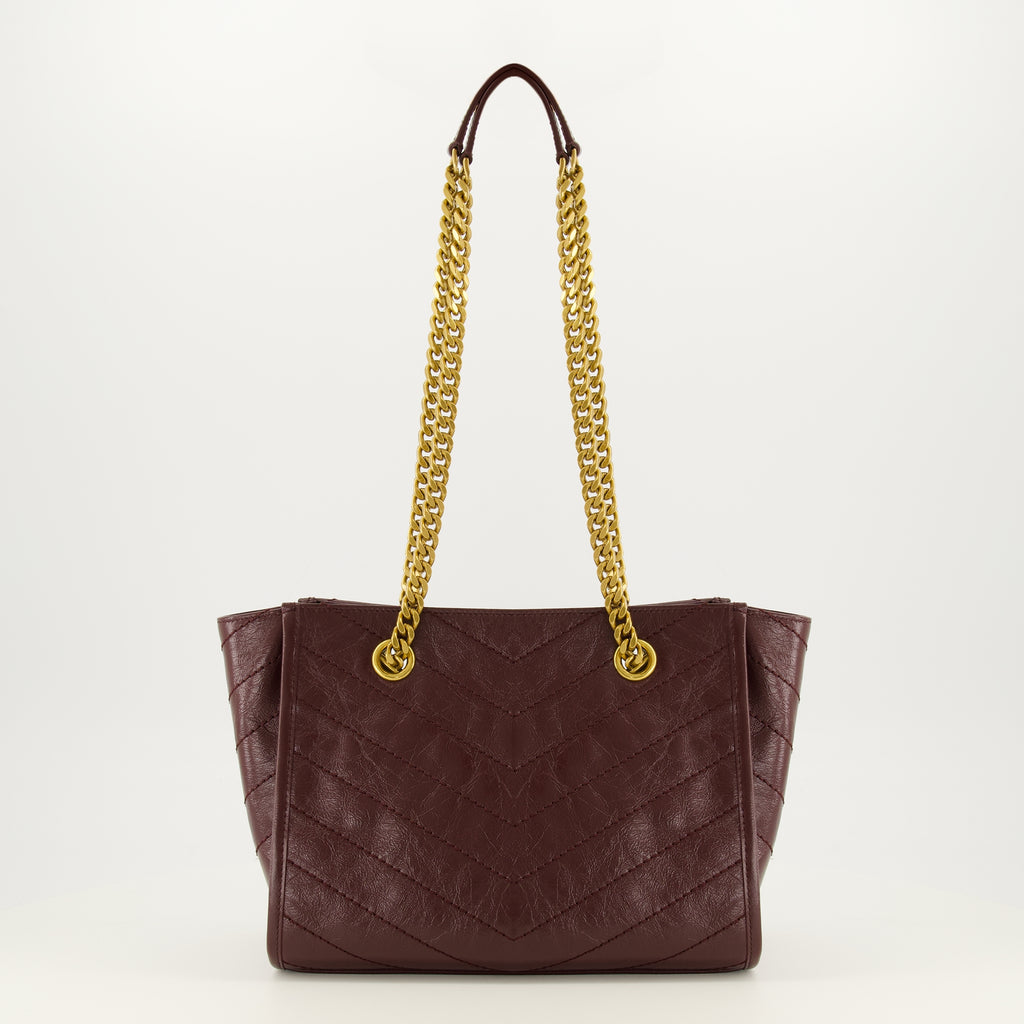 Sacs à main et épaule 부르군디 가죽의 니키 쇼핑 스몰 백 Saint Laurent Bordeaux Femme