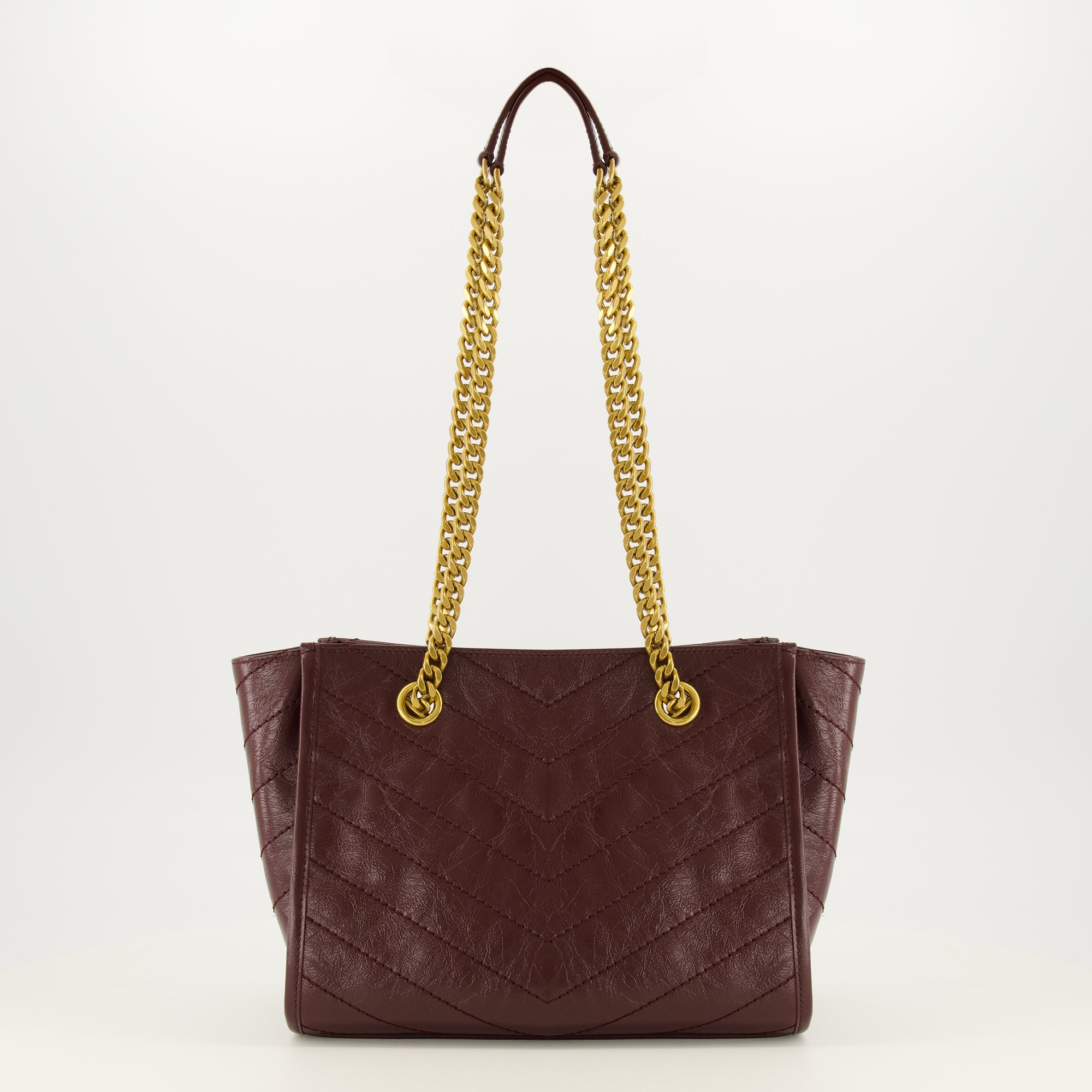 Sacs à main et épaule 부르군디 가죽의 니키 쇼핑 스몰 백 Saint Laurent Bordeaux Femme