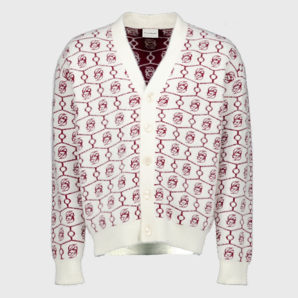 Maille Cardigan monogramme D Miroir blanc Drole De Monsieur Rouge Homme
