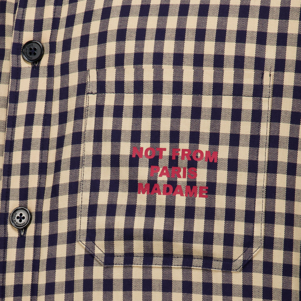 Chemises Brown Checkered Slogan Overshirt Drole De Monsieur Marron Homme