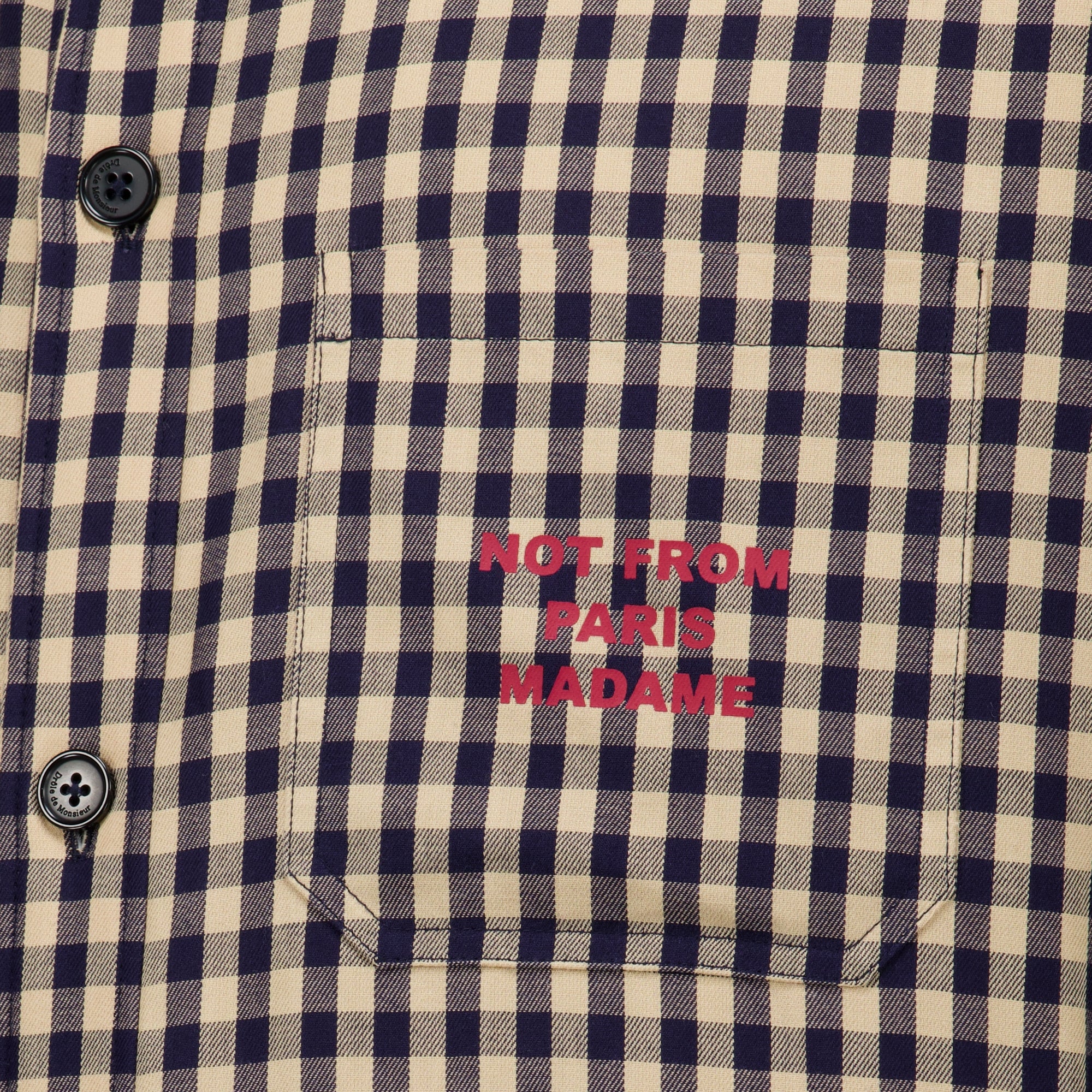 Chemises Brown Checkered Slogan Overshirt Drole De Monsieur Marron Homme