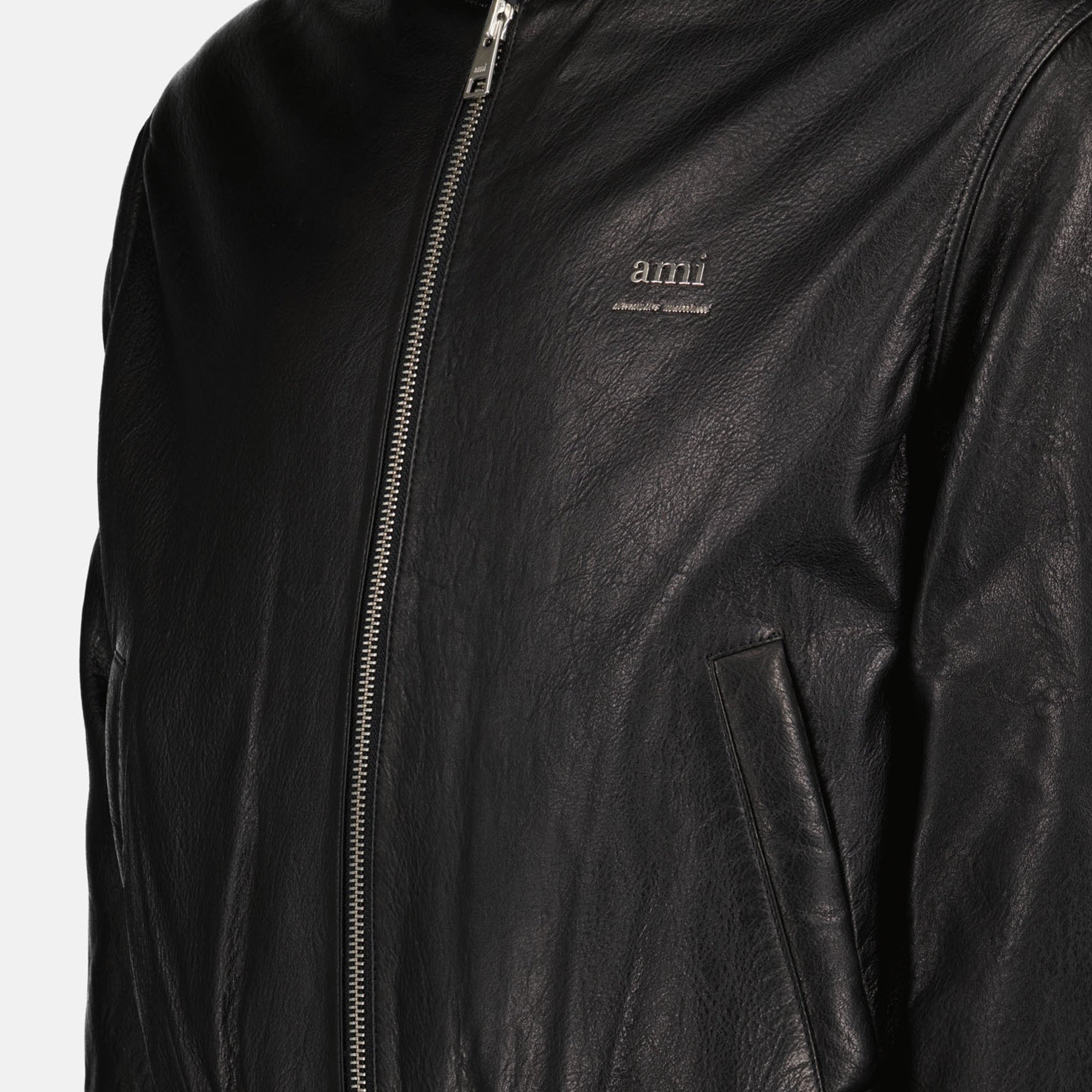Coats Leather Jacket Ami PARIS Black Homme