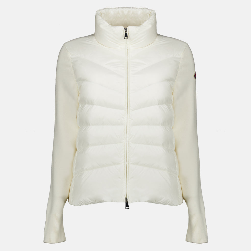 Vestes Weißer Bi-Material Cardigan Moncler Blanc Femme
