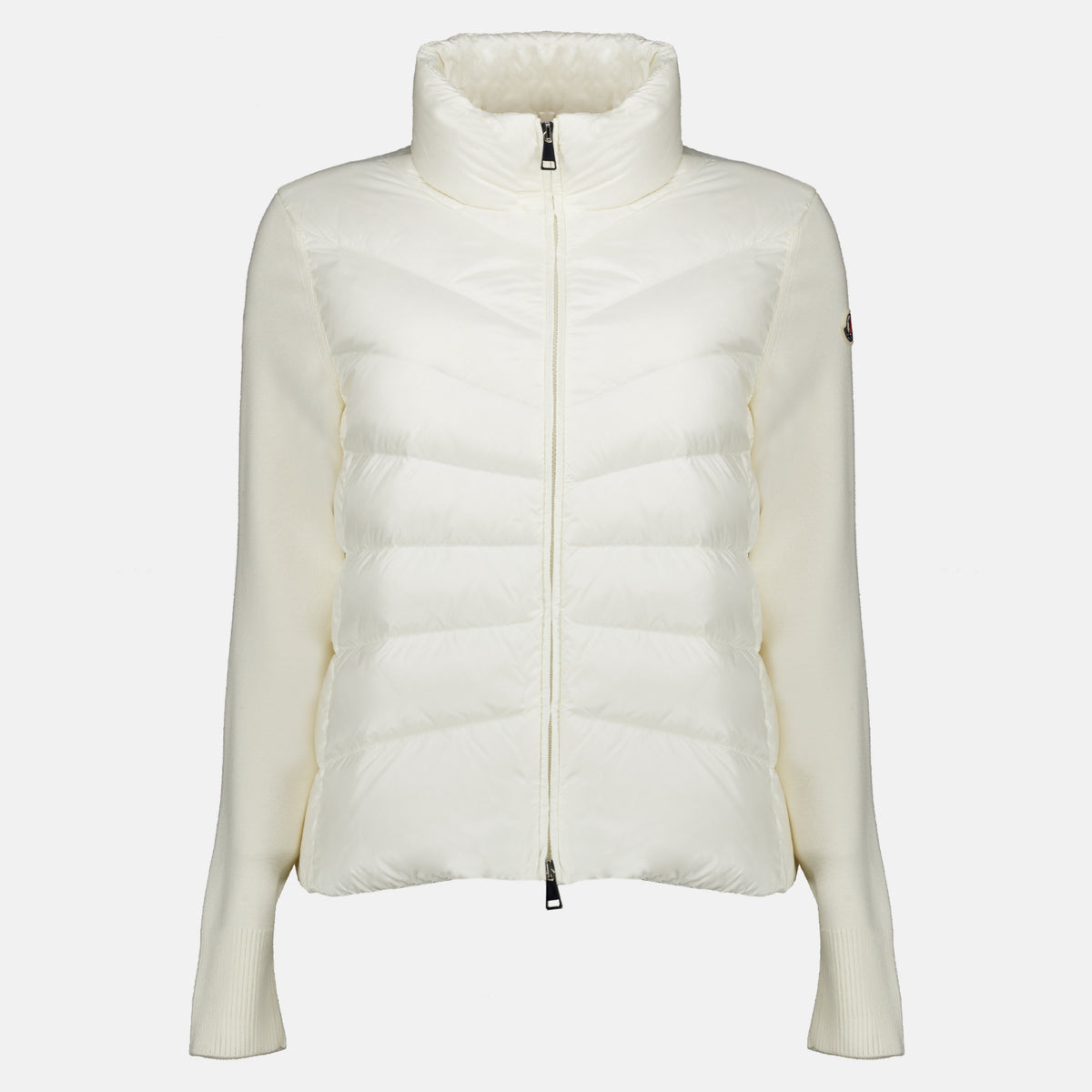 Weißer Bi-Material Cardigan