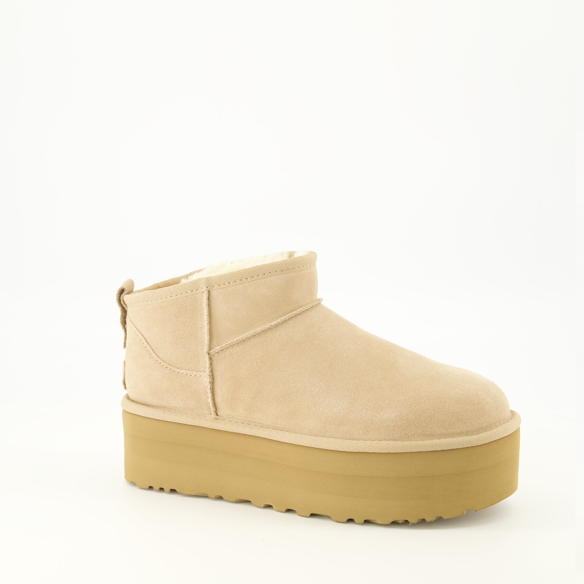 Bottines Klassische Ultra Mini Plattformstiefel Beige Ugg Beige Femme